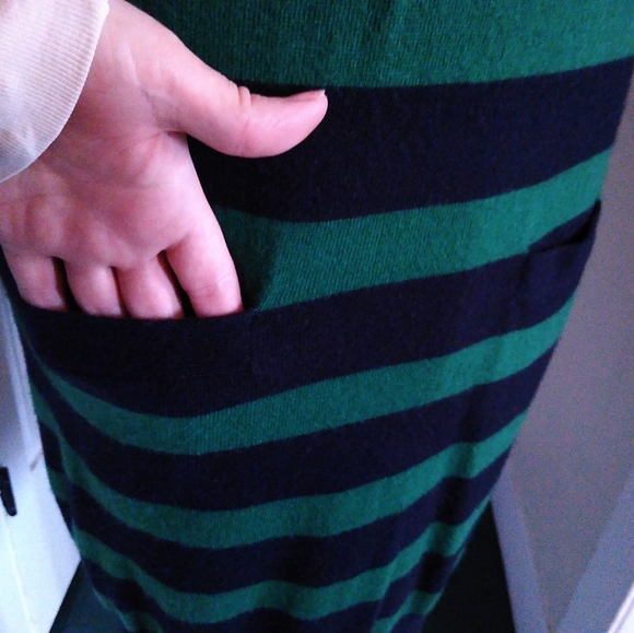 J. CREW Blue and Green Horizontal Striped Long Sleeve Sweater Dress - Picture 5 of 5